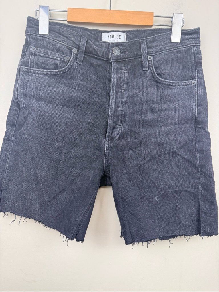 Agolde Women’s Black Cutoff Denim Shorts With Raw Hem 27